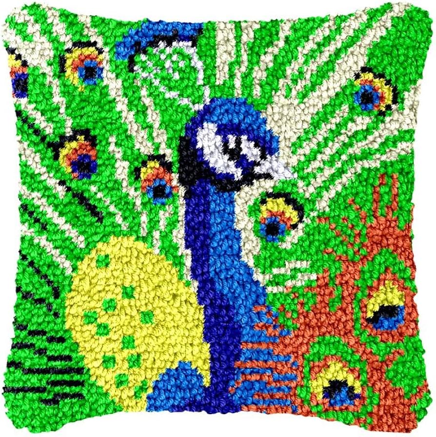 Crochet Peacock Cushion Cover